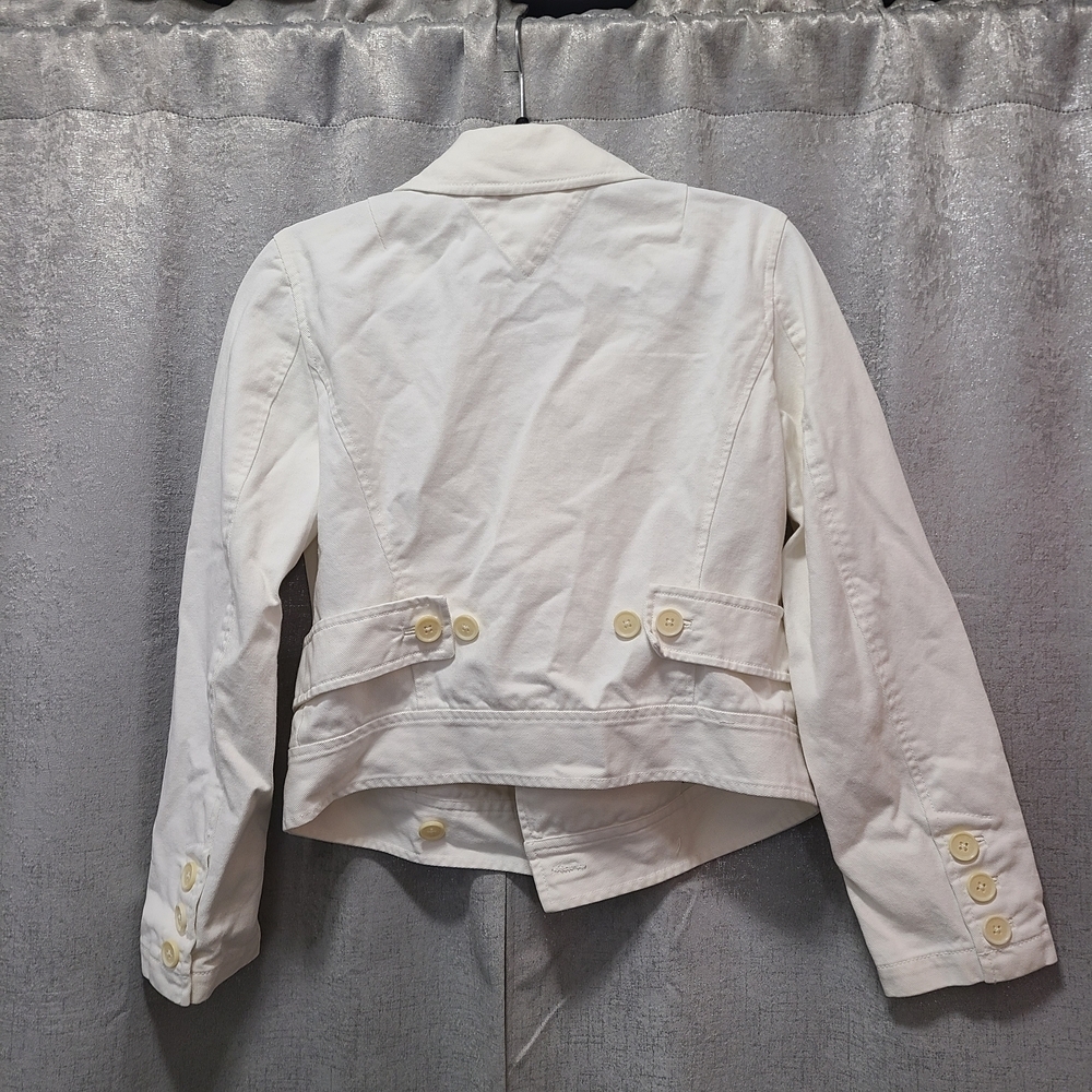 Y2k Vtg Tommy Hilfiger Women's Off-White Jean Jacket M - Picture 9 of 15